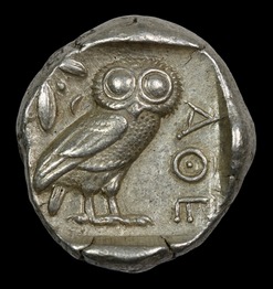 Athena and the owl silver Ancient Greek coin