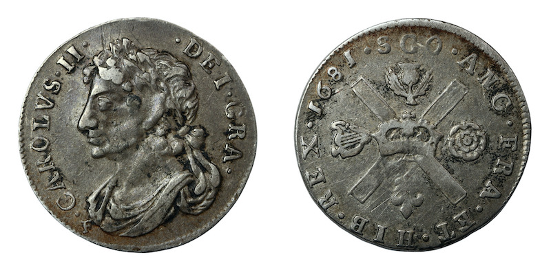 Charles the second 16th dollar scottish coin 1681